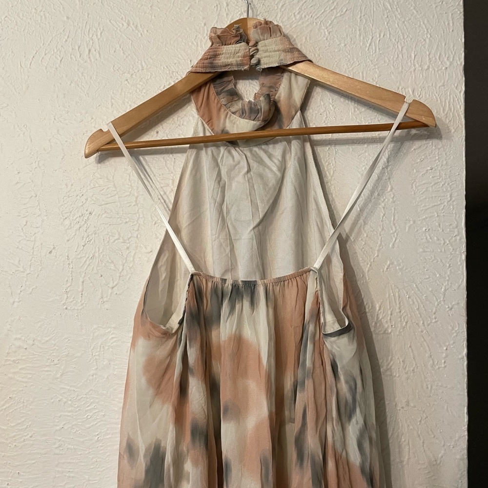 Maeve Halter Sheer Printed Flowy Halter Maxi Dress Size Medium - Picture 8 of 11